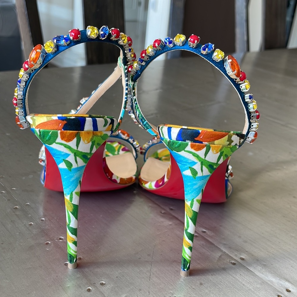 Christian louboutin Rosapetra multi color stiletto sandal 100mm sz 39 - Picture 5 of 11